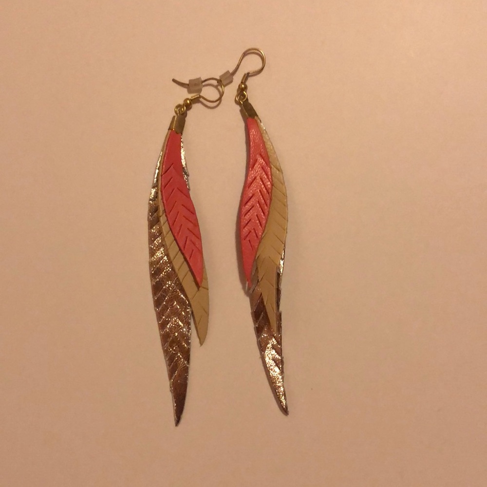 Leather feather earring